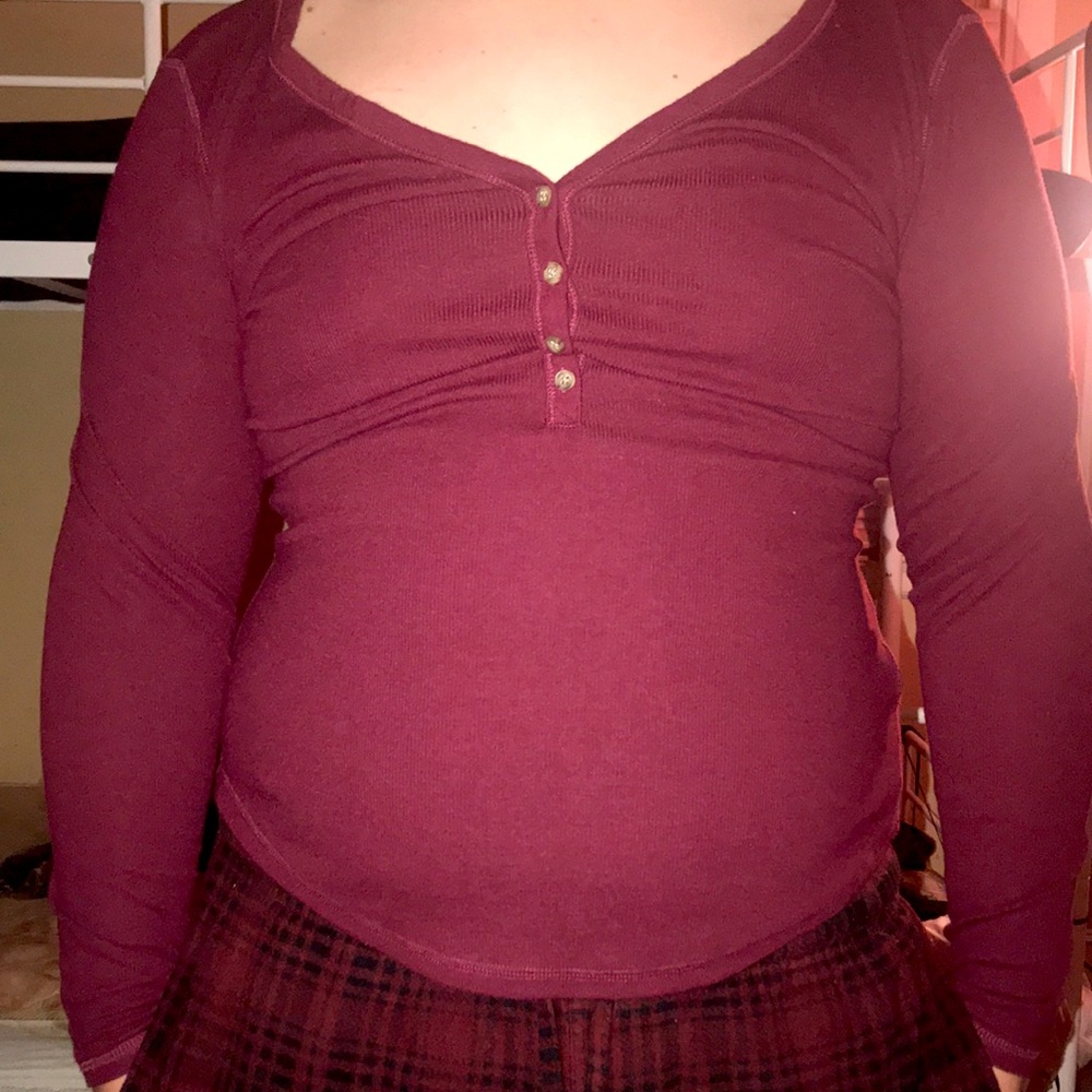 Button up burgundy shirt